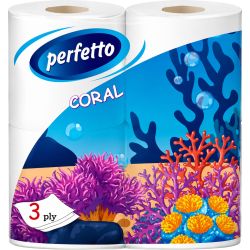 Perfetto тоалетна хартия корал, 3 пласта (4 бр.)