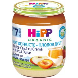 Hipp био плодов дует праскови и кайсии с извара (160 г)