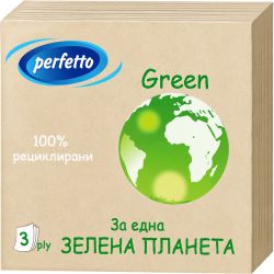 Perfetto Green рециклирани салфетки, 1 пласт, 33х32 см, 60 бр. (60 бр.)