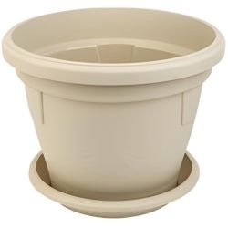 Саксия гербер диаметър 14 см бежова с подложка (1 бр.)